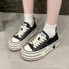 Popular high-value thick-soled muffin heightening little white shoes canvas shoes niche design high-end casual sports shoes