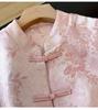 Silk Age-Reducing Frog Button Jacquard Top for Middle-Aged Women - Plus Size, Chinese Style, Spring/Autumn Outerwear