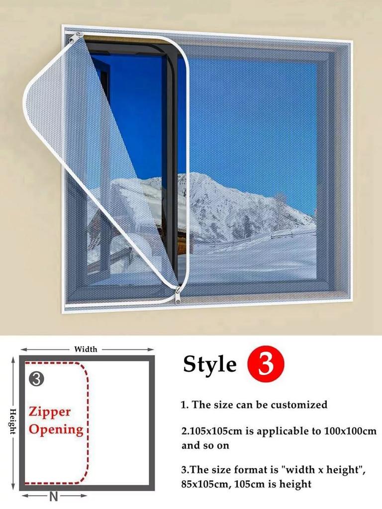Window Winter  Heat Insulation Film Warm Double Layer Windproof Curtain With Zipper Self-Adhesive Window Heat Protection Film