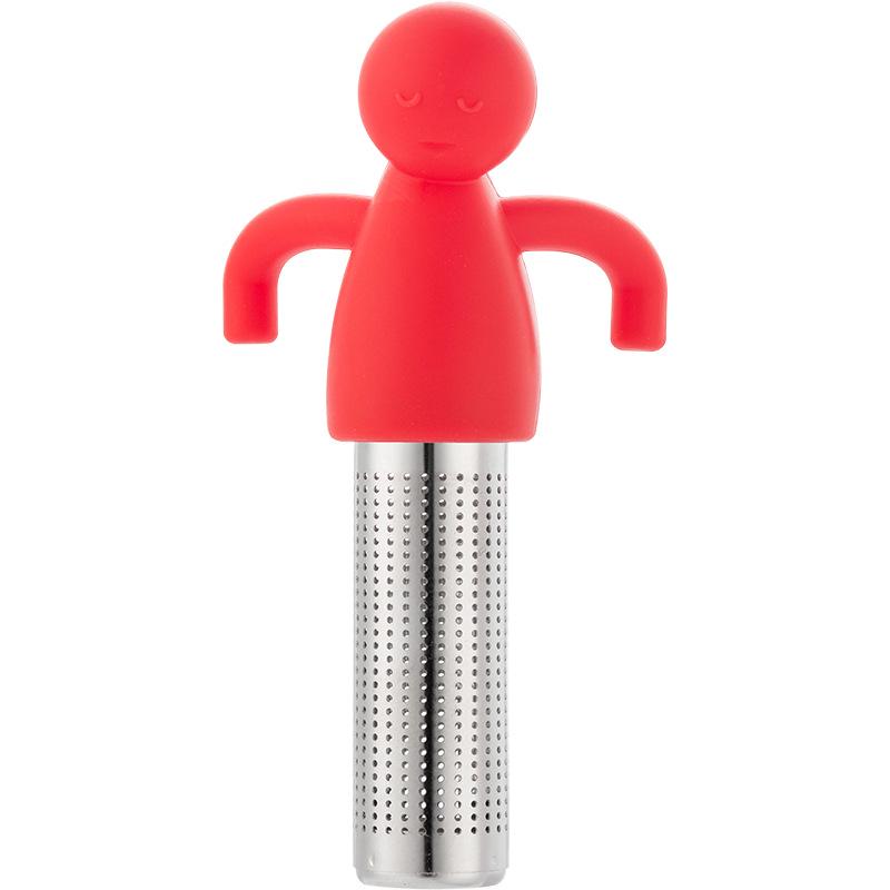 Stainless Steel & Silicone Human-Shaped Tea Infuser - Mesh Hanging Cup Style Tea Strainer & Dregs Separator