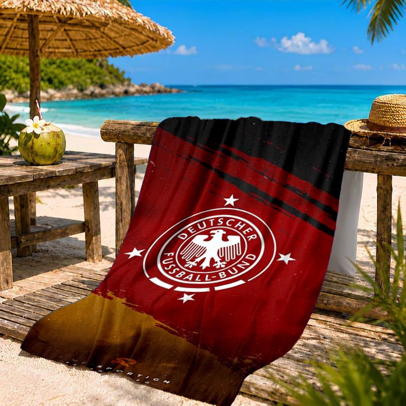 Asciugamano da Spiaggia in Microfibra Stampato con Emblema del Calcio Tedesco, Morbido e Assorbente, Asciugatura Rapida, Ideale per Viaggi Estivi, Essenziale per la Spiaggia, Piscina