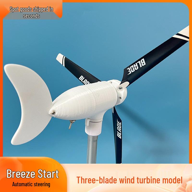 Compact Horizontal 3-Blade Wind Turbine Model: Starts In Light Breeze, Auto-Steering, Permanent Magnet, DC Output