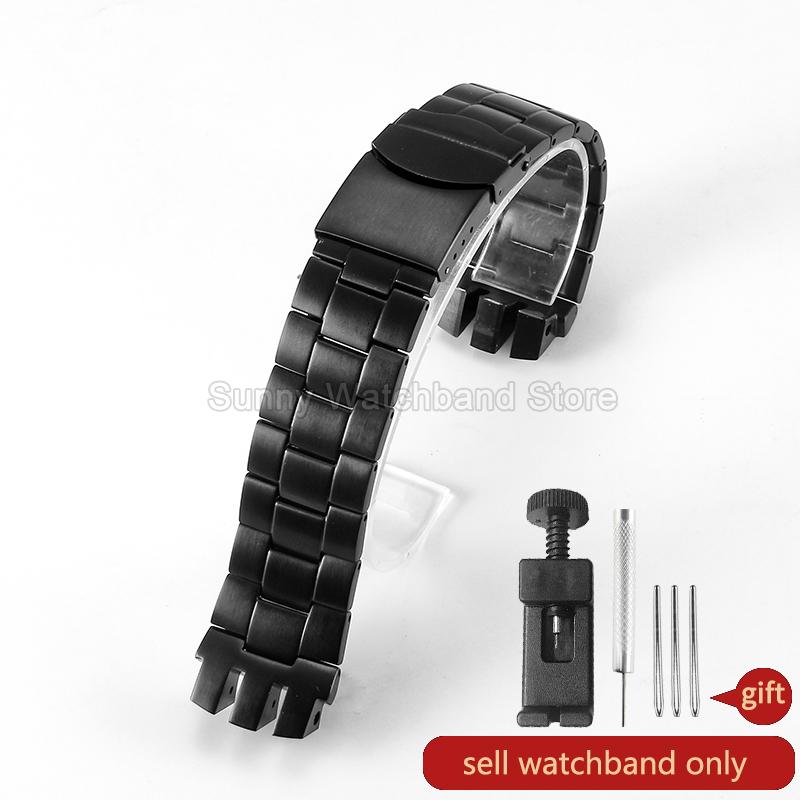 

Приватний металевий браслет для Swatch YTS401/402/403G Суцільний ремінець з нержавіючої сталі Водонепроникний Міцний Увігнуто-випуклий інтерфейс 20mm чорний