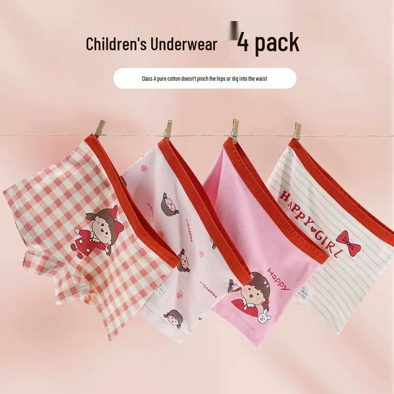 Girls' Pure Cotton Boxer Briefs - Comfortable, Non-Pinching Underwear for Children