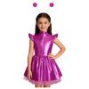 Girls Stage Performance Alien Costume Set: Glossy Mock Neck Dress with Ruffled Tutu & Flying Sleeves, Complete with Hair Hoop