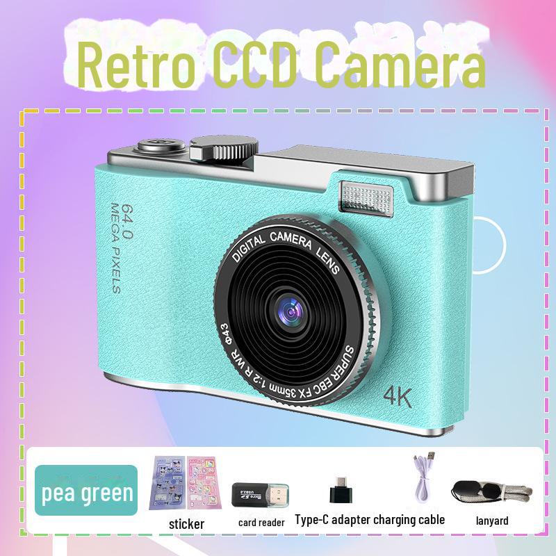 Retro Style 4K HD Dual Camera: Trendy Portable Digital Camera for Students