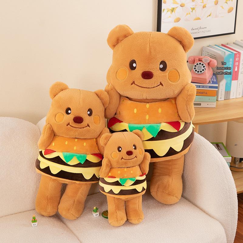 

Adorable Bear Plush Toy - Hamburger Design Teddy for Kids 40cm (0.35kg)