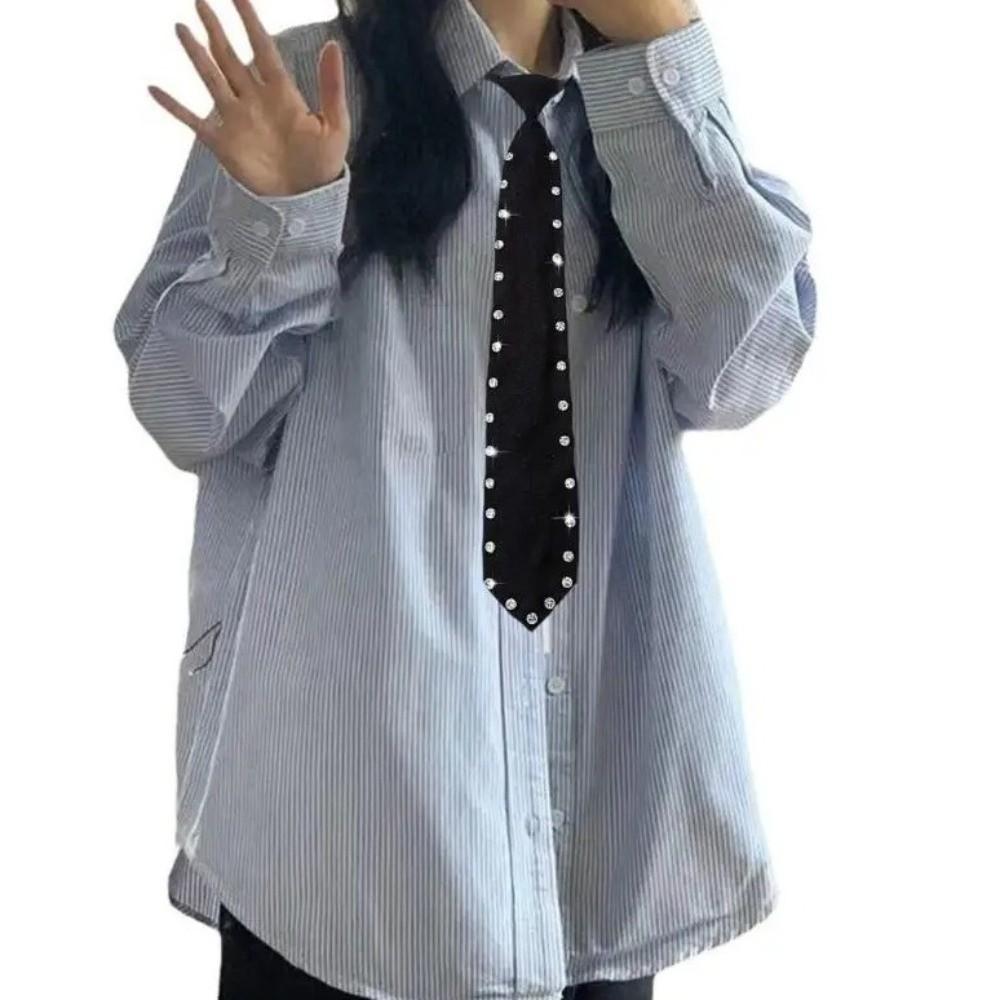 Glitter Business Adjustable Neck Tie Black Pre Tied Neck Tie  Uniform Shirt