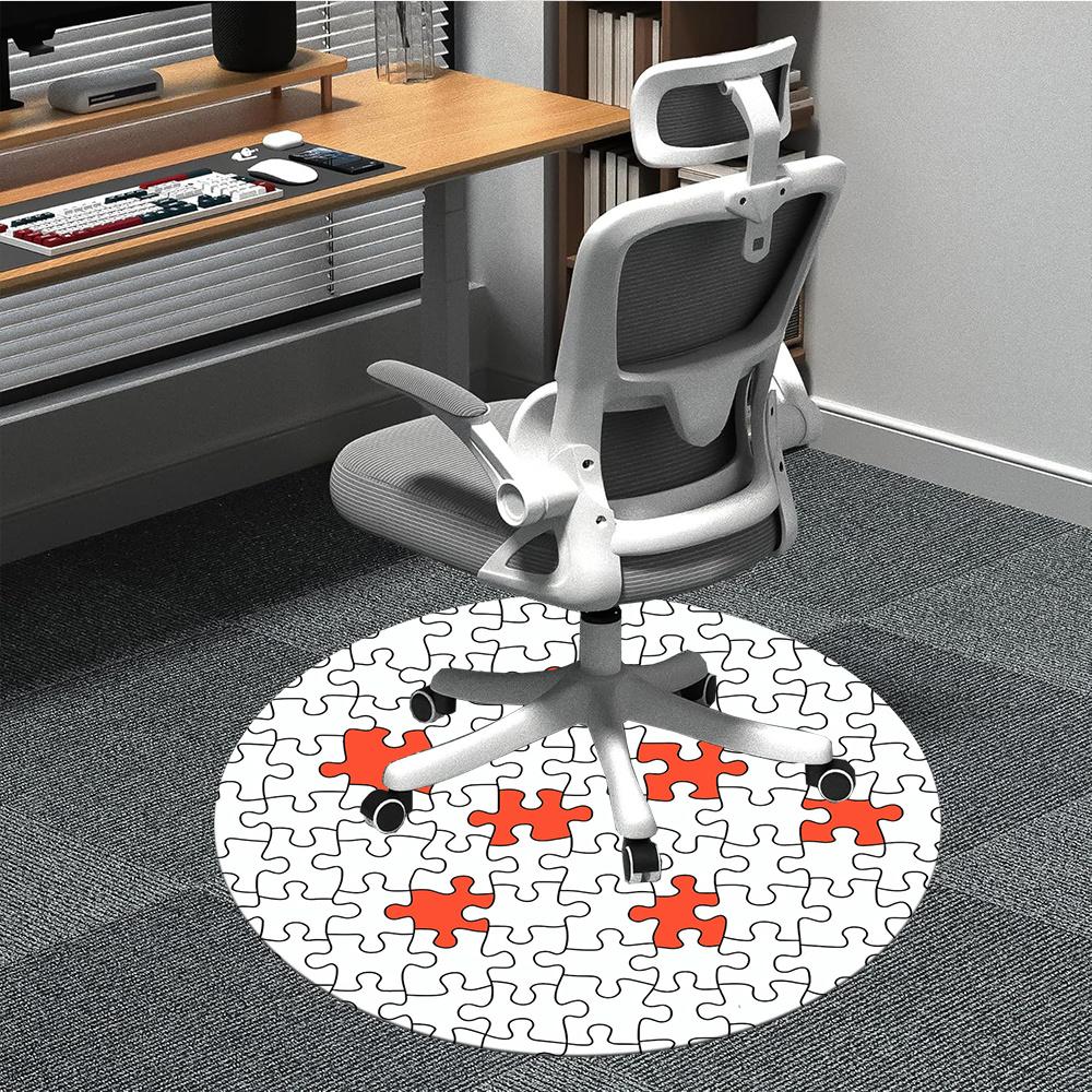 

1pc Puzzle Pieces Office Round Area Rug, Indoor Mat Suitable ForOffice, Under Office Chairs Bedroom Living Room Home Decor, Room Decot188 80cm by 80cm