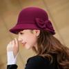 Vintage Women Bucket Cap Solid Bow Woolen Felt Fedoras Hat Female Winter Autumn Ladies Dome Felt Wedding Church Jazz Caps Bowler