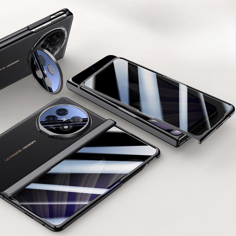 Suitable for Oppofindn5 Phone Case Film Integrated Electroplated Lens Bracket N5 Folding Full Package Central Axis Hinge Leather Case