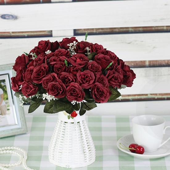 1Bouquet/12Heads European Style Room Decor Romantic French Artificial Rose Flowers