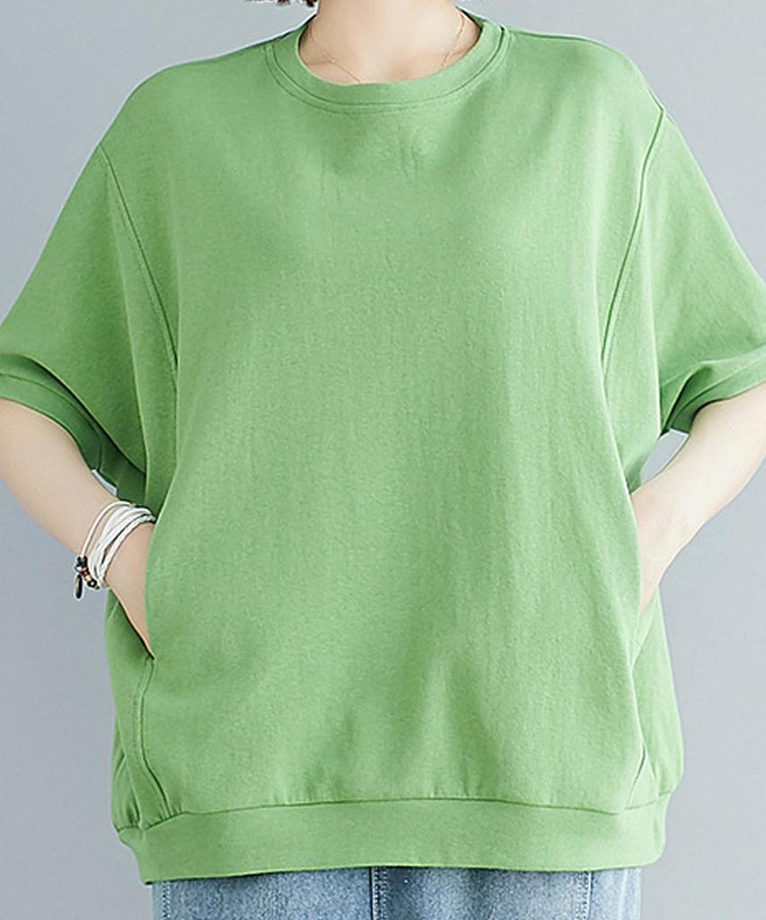 Short Cut and Summer Office Popular Short Sleeve Dry Loose Birthday Large Size That Does Not Get Summer [Luxe Relax] Sweatshirt, Sleeve, Women's