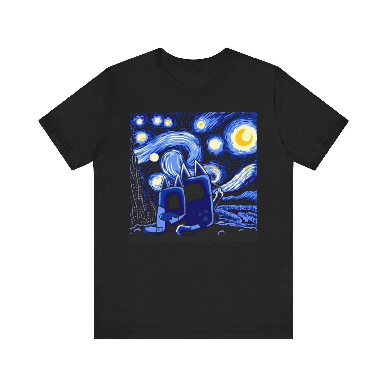 Starry Night Bluey Painting Tee | Van Gogh inspired night sky 100