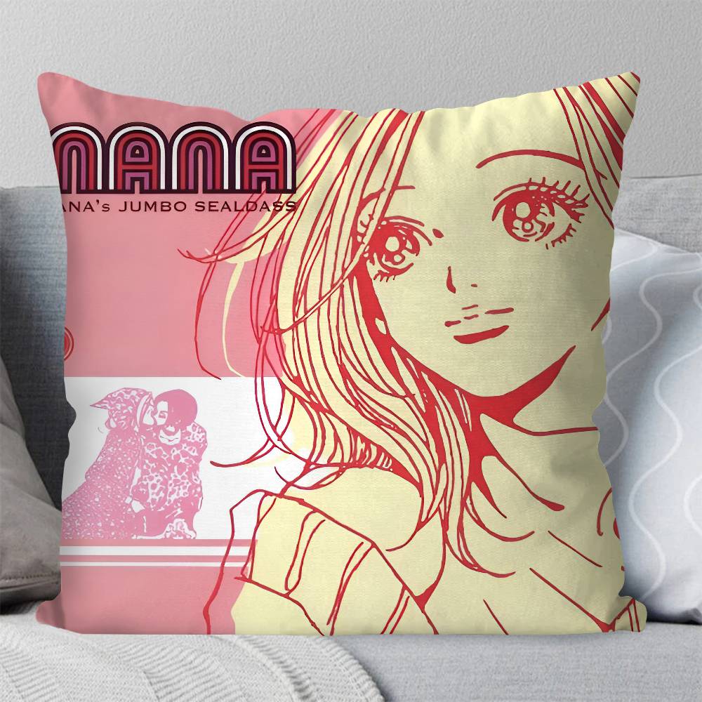 

Anime NANA Pillow Case Square Pillow Bedroom Sofa Leisure Comfort Cushion Car Living Room Home Decoration 16x16Inch