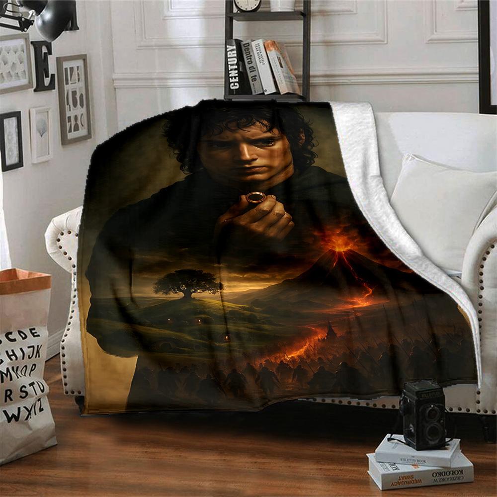 1pc Lord of the Rings volcano Flannel Blanket Soft Warm Throw for Home, Office, Travel, All-Season Cozy Bedding GiftL1284