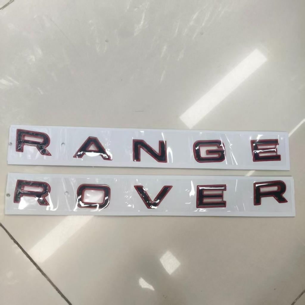 Logo RANGE ROVER, logo dopisu pro Range Rover Executive Sports Aurora, zadní samolepka s černým písmem a červeným okrajem