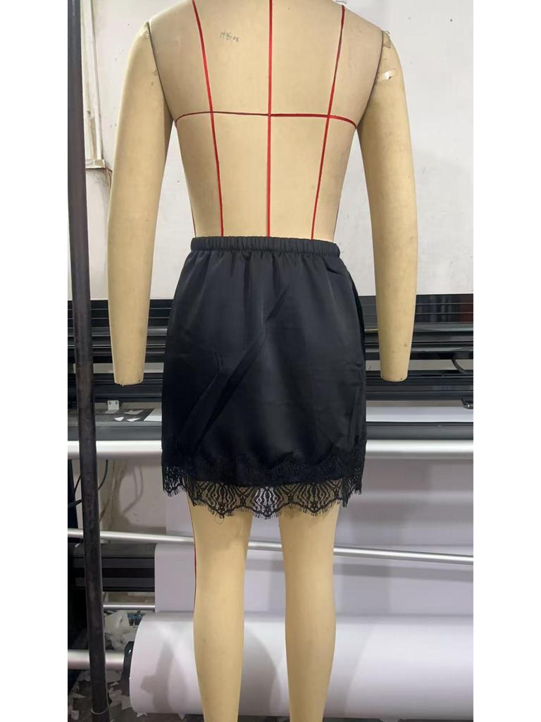 European Lace Patchwork High-Waisted Skirt - Stylish & Versatile Design