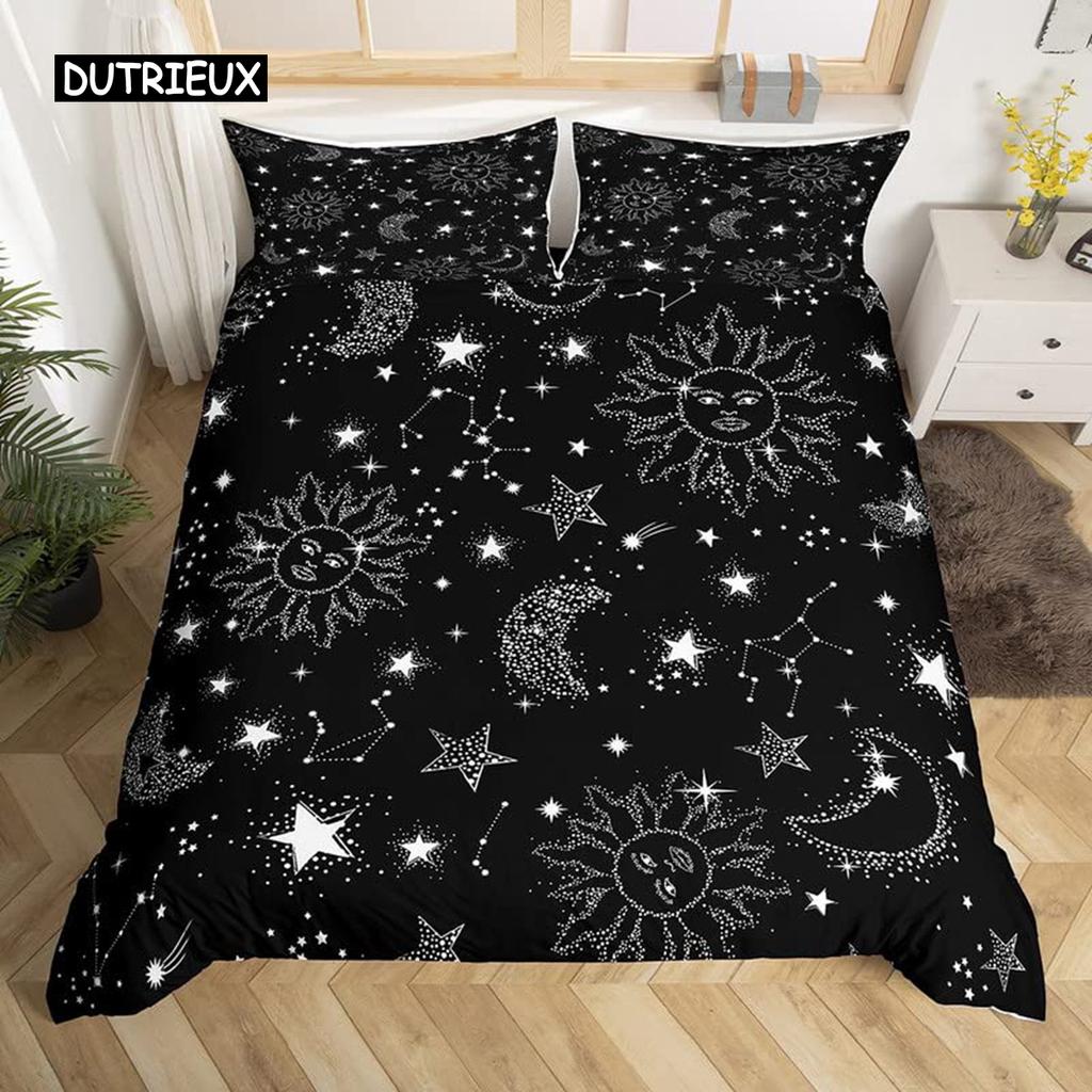 Sun and Moon Duvet Cover Set King Size Purple Liac Dream Catcher Star Bedding Set for Kids Children 2/3pcs Bohemia Quilt Cover