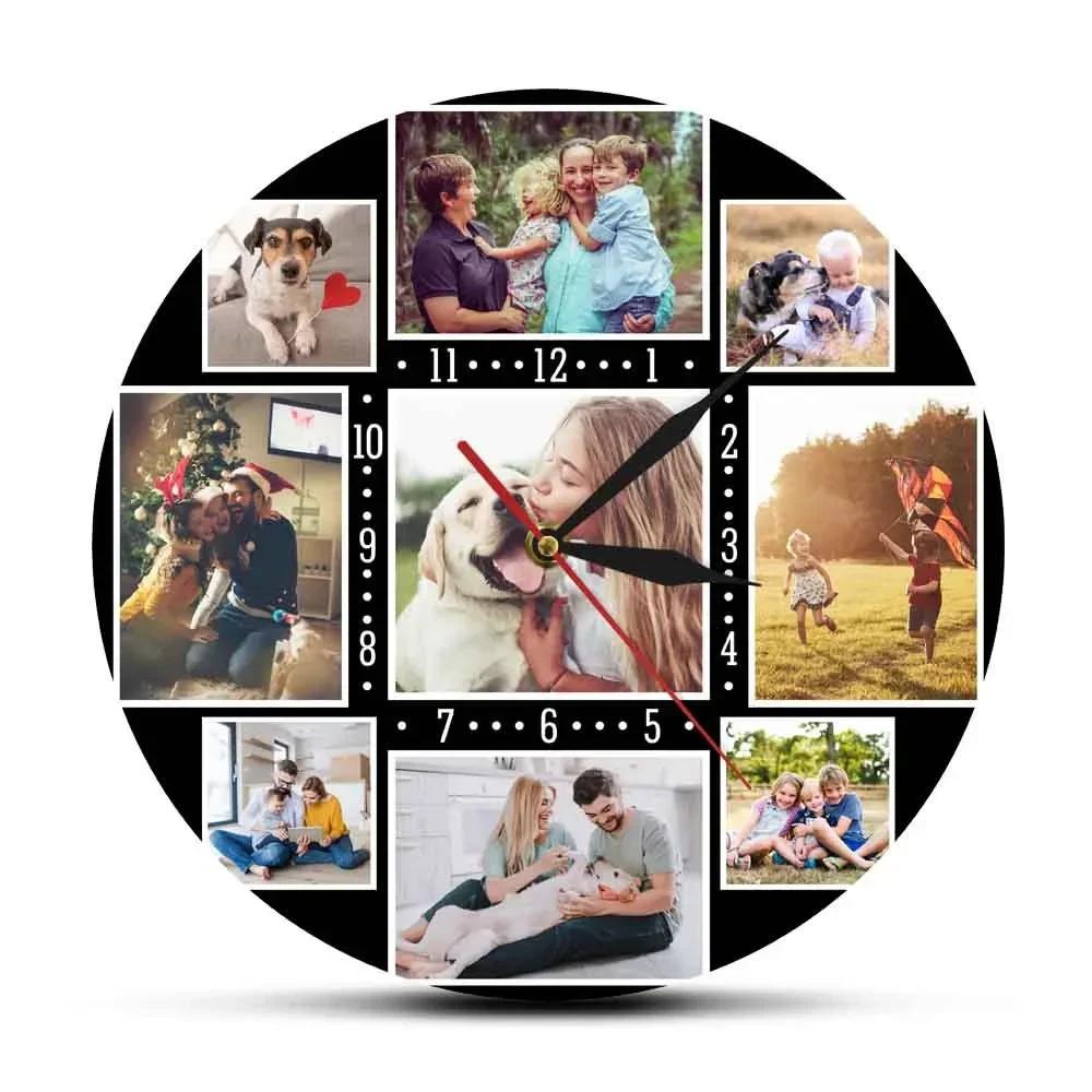 

Custom Wall Clock With Your Pictures Unique Photo Collage Printing Clock Home Decor Wall Watch Personalized Housewarming GY6Z7E6