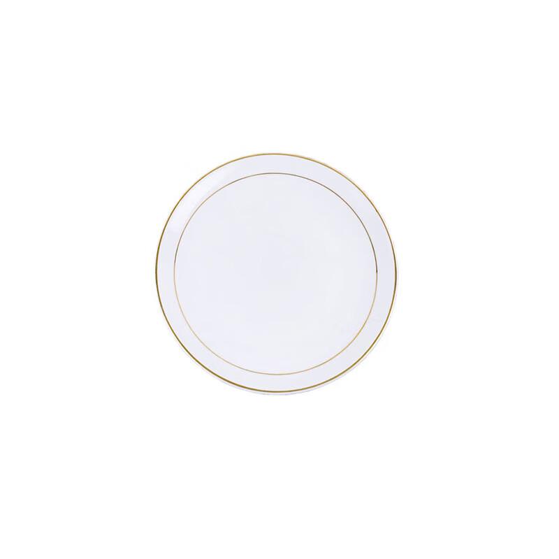 Ningzhao 7-inch Round Ceramic Dinner Plate with Double Gold Rim