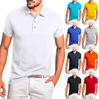 Summer Men's Short Sleeved Button Lapel  Shirt Solid Casual Top