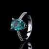 Light Luxury Temperament Socialite Ring Women'S Exquisite Zircon Drop-Shaped Emerald Ring