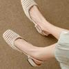 2025 Versatile Solid Color Summer Sandals Women's Pointed Toe Shoes Covered Toe Shoes Fashion Hollow High Heels Women's Sandals