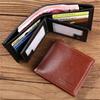 Men’s Four Fold Wallet PU Leather Short Wallet Multi Card Holder with Photo ID Window Driver License Pocket Business Bifold Purse