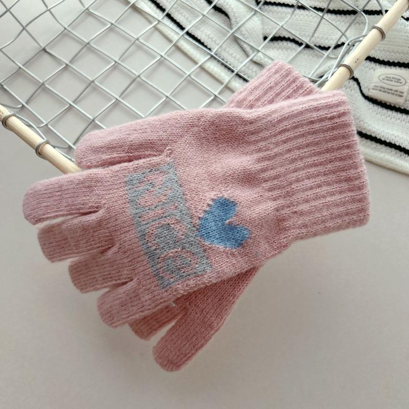 New autumn and winter warm imitation cashmere five-finger cold-proof sports women's cute warm cartoon gloves