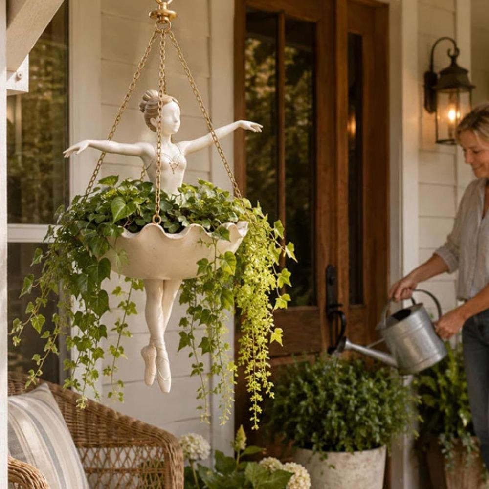 Ballettänzer Hängepflanzer Dekorativer Hängeblumentopf für Innen Außen Garten, Niedlicher Hängepflanzer für Sukkulenten Grünlilie