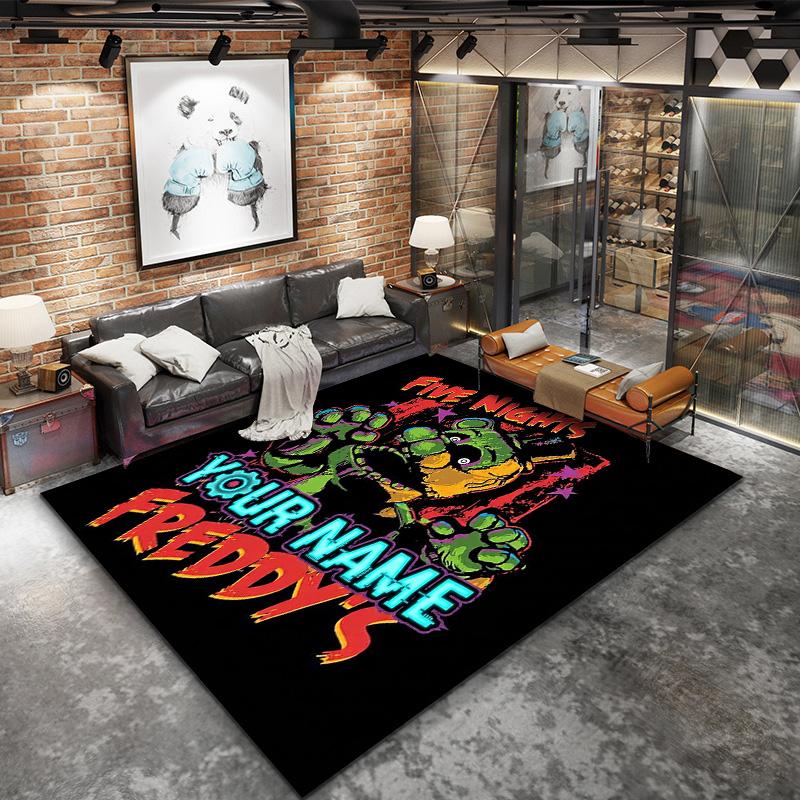 Fnaf Celebration Custom Name Carpet Rug For Living Room Bedroom Home Sofa Decoration Kids Play Nonslip Floor Mat