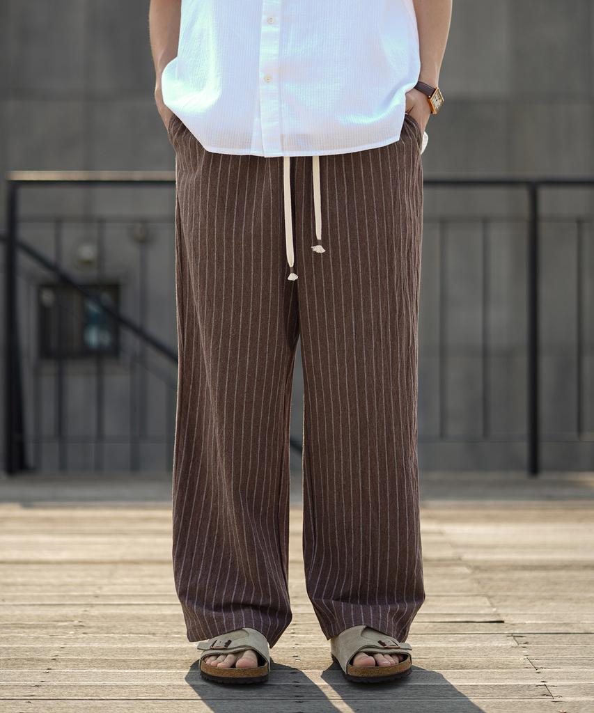 JEMUT Summer Striped Wide Pants Brown Mmlp2628