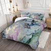 2/3Pcs Set, Abstract Oil Painting Geometric Marble Pattern, Blue, Purple, Black, Green Color, Bedding Set, Digital Print