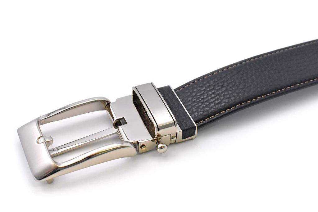 [Prairie Ginza] Utility Model Registered Cowhide Leather Easy-to-AttachDetach One-Push Belt NB19880 Men's Black Free Size (Waist size up to 95cm)