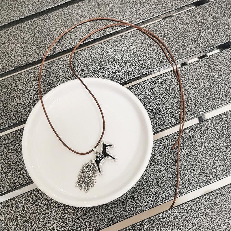 1PC Sturdy Simple Pony Tassel Necklace Gift Alloy Trendy Daily Personalized Durable Creating Electroplated Unique