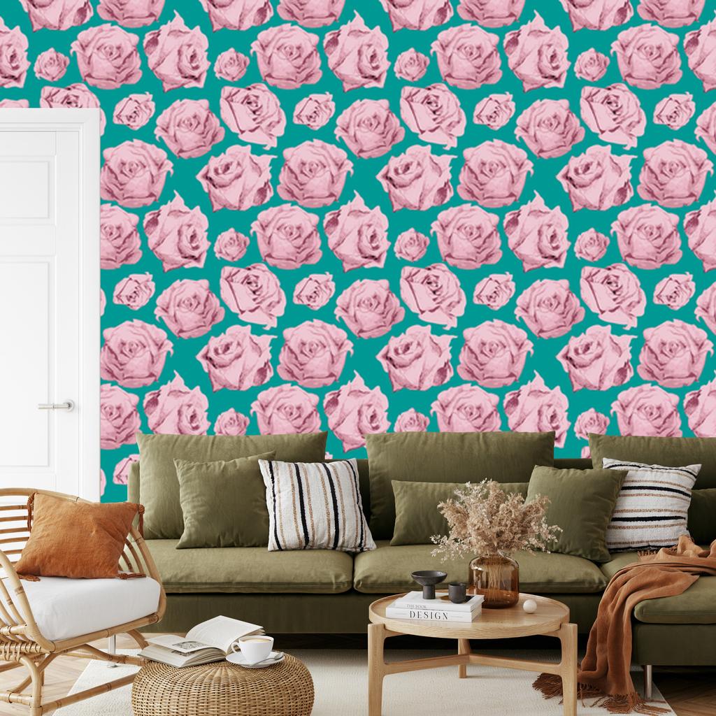 Painted Roses Wallpaper for Living Room and Bedroom 50x1000