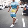 Lässiges Sport-3D-Druck-Shorts-Set Herrenmode Urbaner Stil Sommerkollektion Rundhals Kurzarm Lockerer Schnitt Strandkleidung