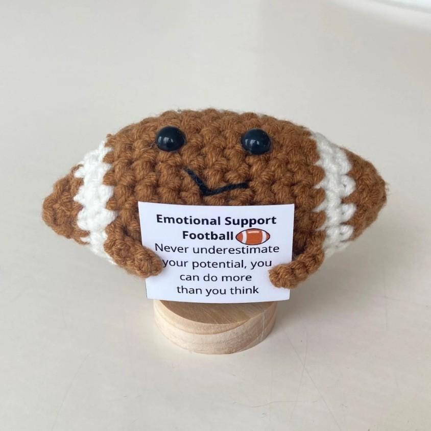 Crochet Positive Energy Golf Ball Doll With Card Home Room Decor Handmade Knitted Basketball Desktop Ornament Christmas Gifts
