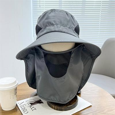 Sun Protection Bucket Hat Neck Protector One-Piece Fishing Hiking Hat Outdoor Breathable Bucket Hat Windproof Large-Brimme