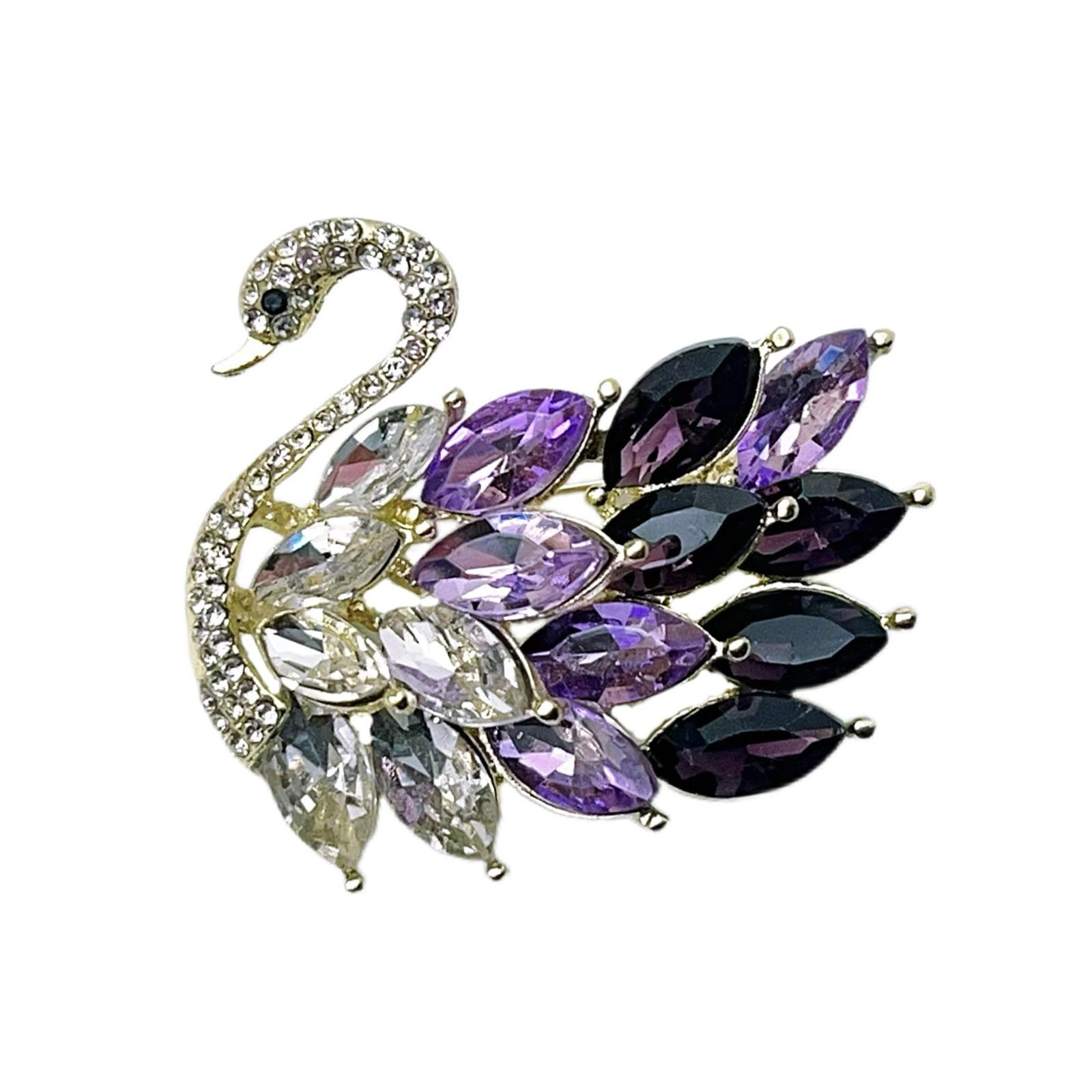 

Элегантная брошь «Лебедь» для модных женщин, сверкающие стразы, булавка в форме животного, элегантное украшение, аксессуар для одежды фиолетовый