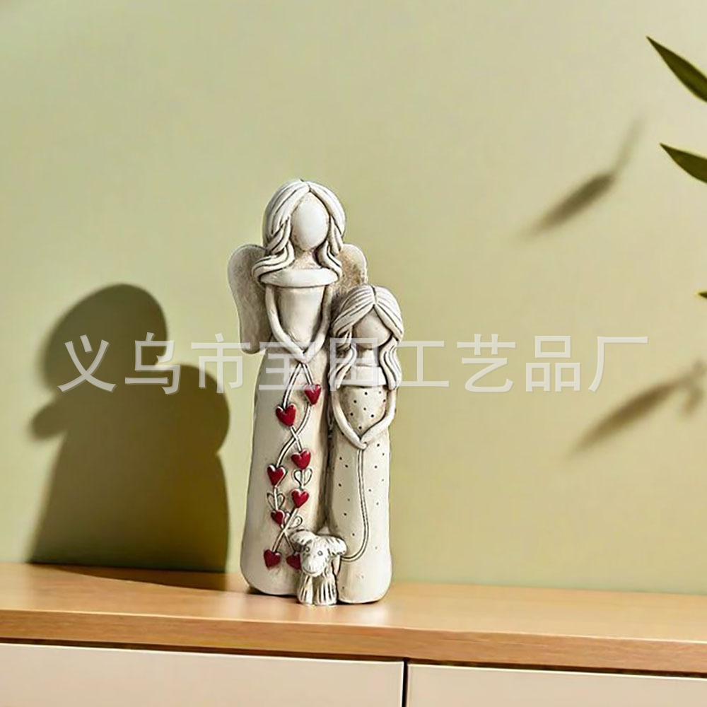 Creative Parent-child Statue Ornament, Healing Family Figure Angel Mother and Daughter Picture Resin Statue