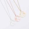 Women Hollow Map Pattern Necklace Lady Girl Round Neck Pendant Plating Copper Jewelry