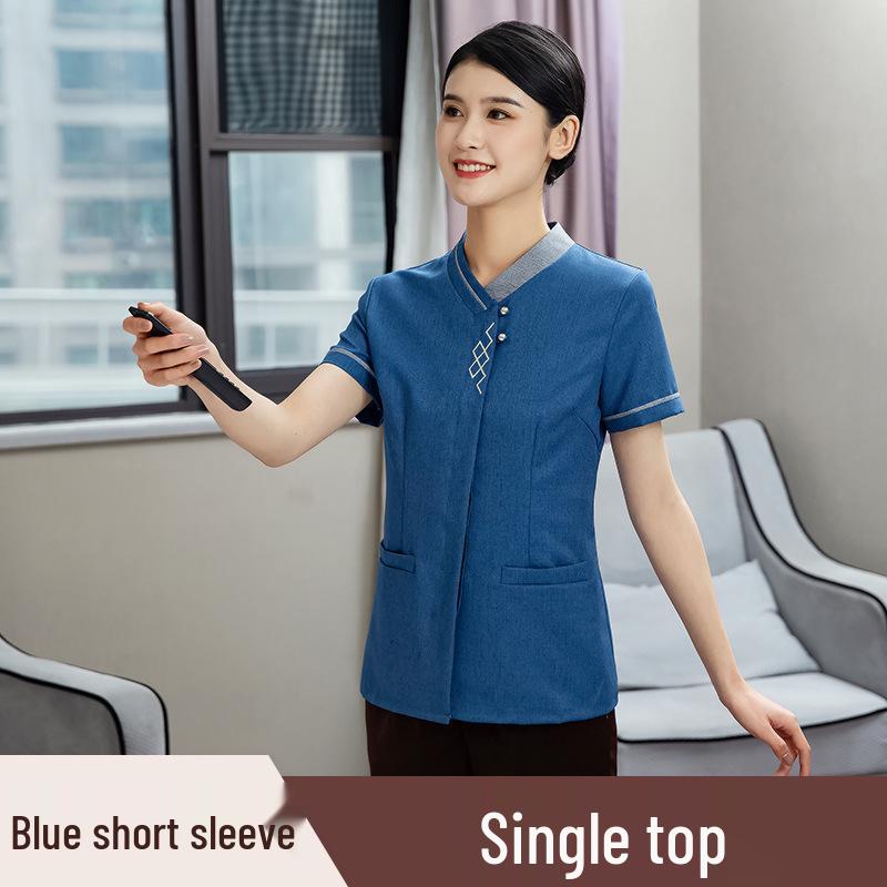 Summer Hotel Room Cleaning Uniform - Short Sleeve Work Clothes for Cleaners
