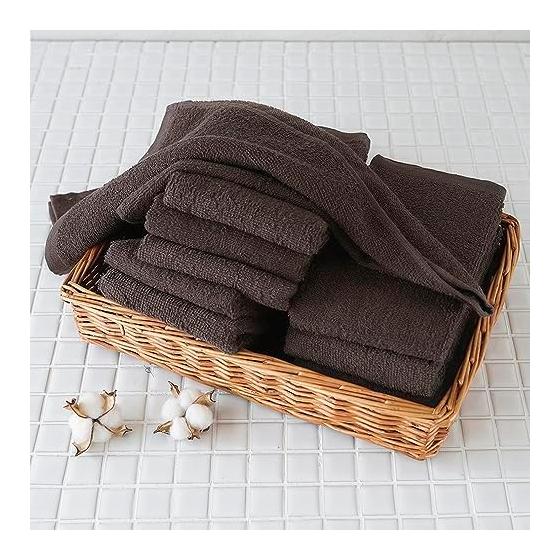 GamachaTowel Face Towels in 22 Colors [Brown Set of 10] Thin towels that are easy to use for wiping hands in the kitchen and bathroom, 100% cotton,