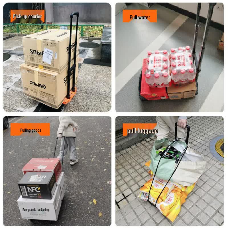 Foldable Dolly Cart with TPE Swivel Wheels and Brake