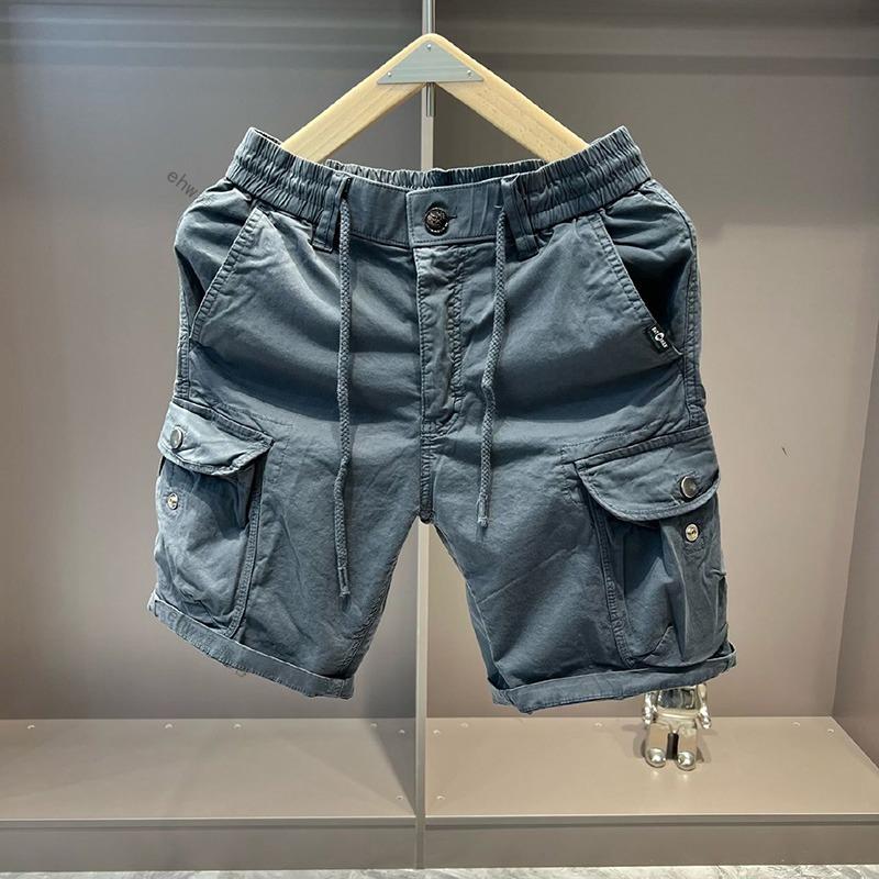 Sommer-Cargo-Shorts für Herren, Lässige Mehrzwecktaschen, Lockere Stretch-Hosen aus reiner Baumwolle, Außenbekleidung