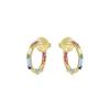 Boucles d'oreilles - Hinnar - Argent 925 - Plaqué or jaune 18 carats - Zircone multicolore - Femme