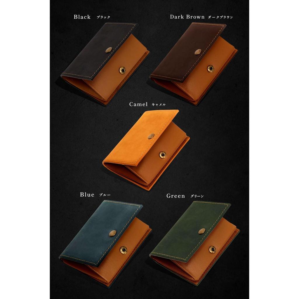 Kameto Bag Workshop Coin Case, Slim yet High-Quality Genuine Leather Mini Wallet for Men, Smooth Texture, Crazy Horse Leather, Holds 30 Coins, Touch