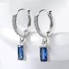 2024 Blue Natural Zircon Stone Drop Earrings for Women Luxury Silver Color Earrings Ethnic Wedding Jewelry Crystal Gift